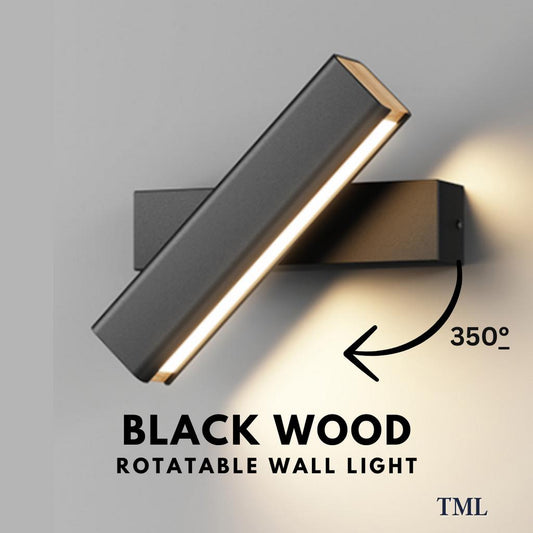 Premium Black Wood Scandinavian Nordic Wall Light Rotatable TML