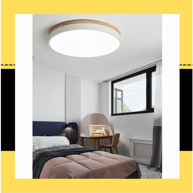 Nordic LED Ceiling Light Black White with Wood 24W 36W TML