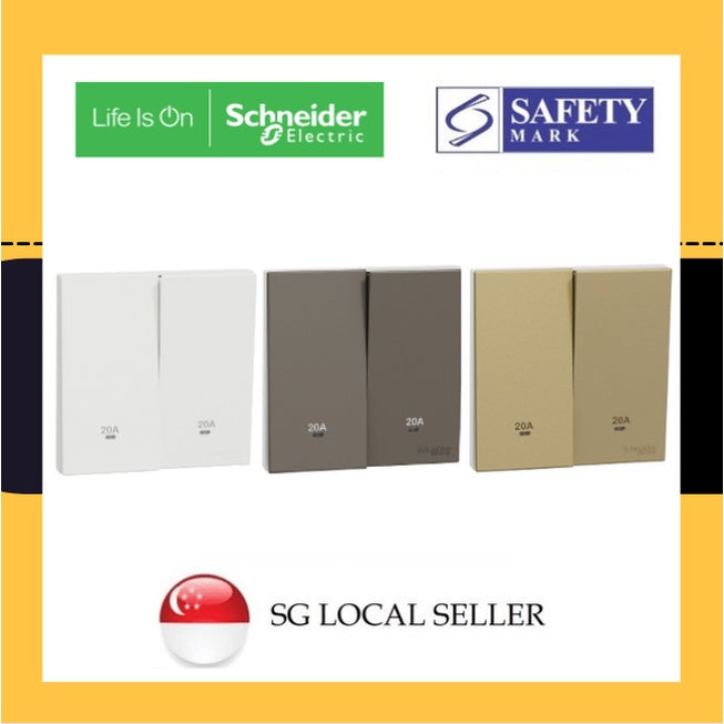 Schneider Avataron C 20A 2Gang 1G2W Double Pole Heater Switch Wine Gold Dark Grey Matt White TML