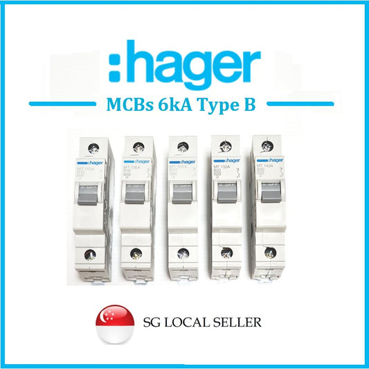 Hager 1P Single Pole MCB Type B MT110A MT116A MT120A MT132A MT140A