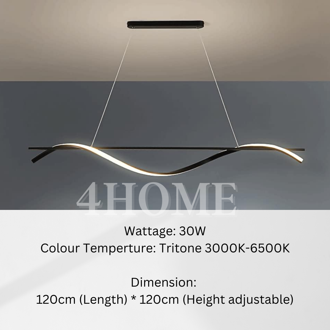 Premium Modern Single Wavy Twist long Pendant Light for Dining Island (Copy)