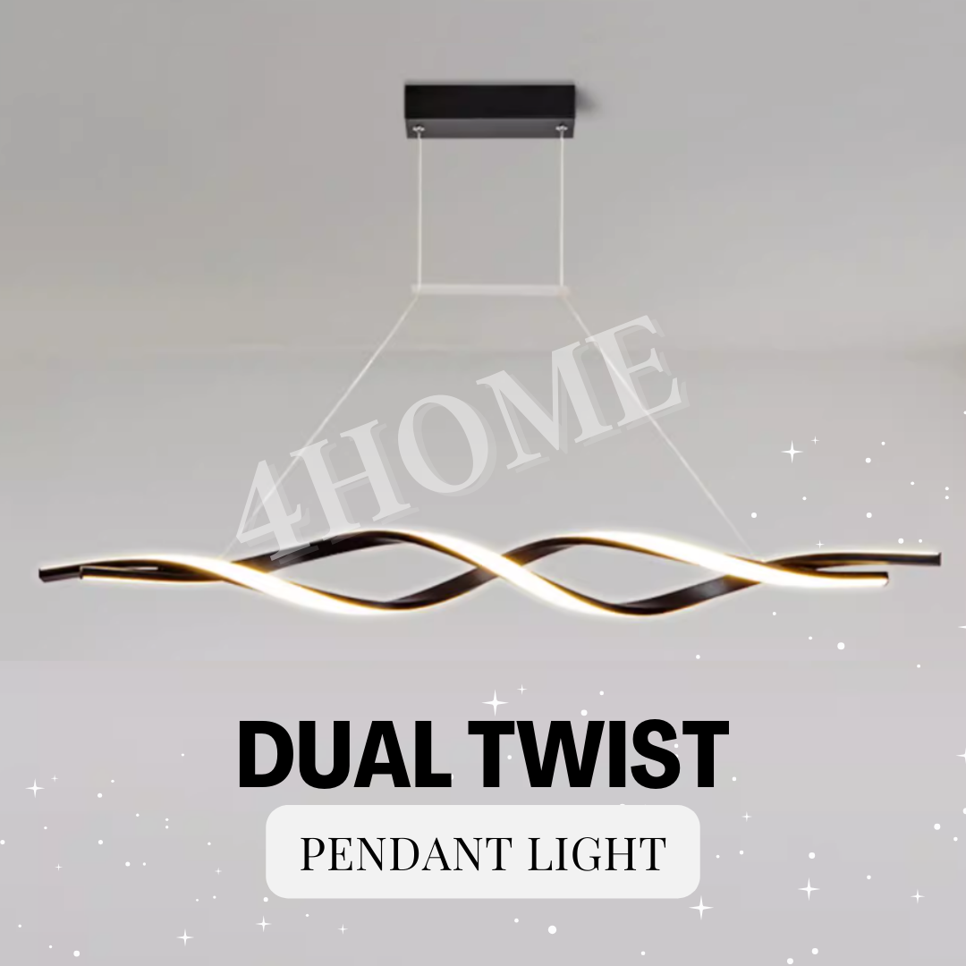 Premium Modern Wavy Dual Twist long Black Linear Pendant Light for Dining Island