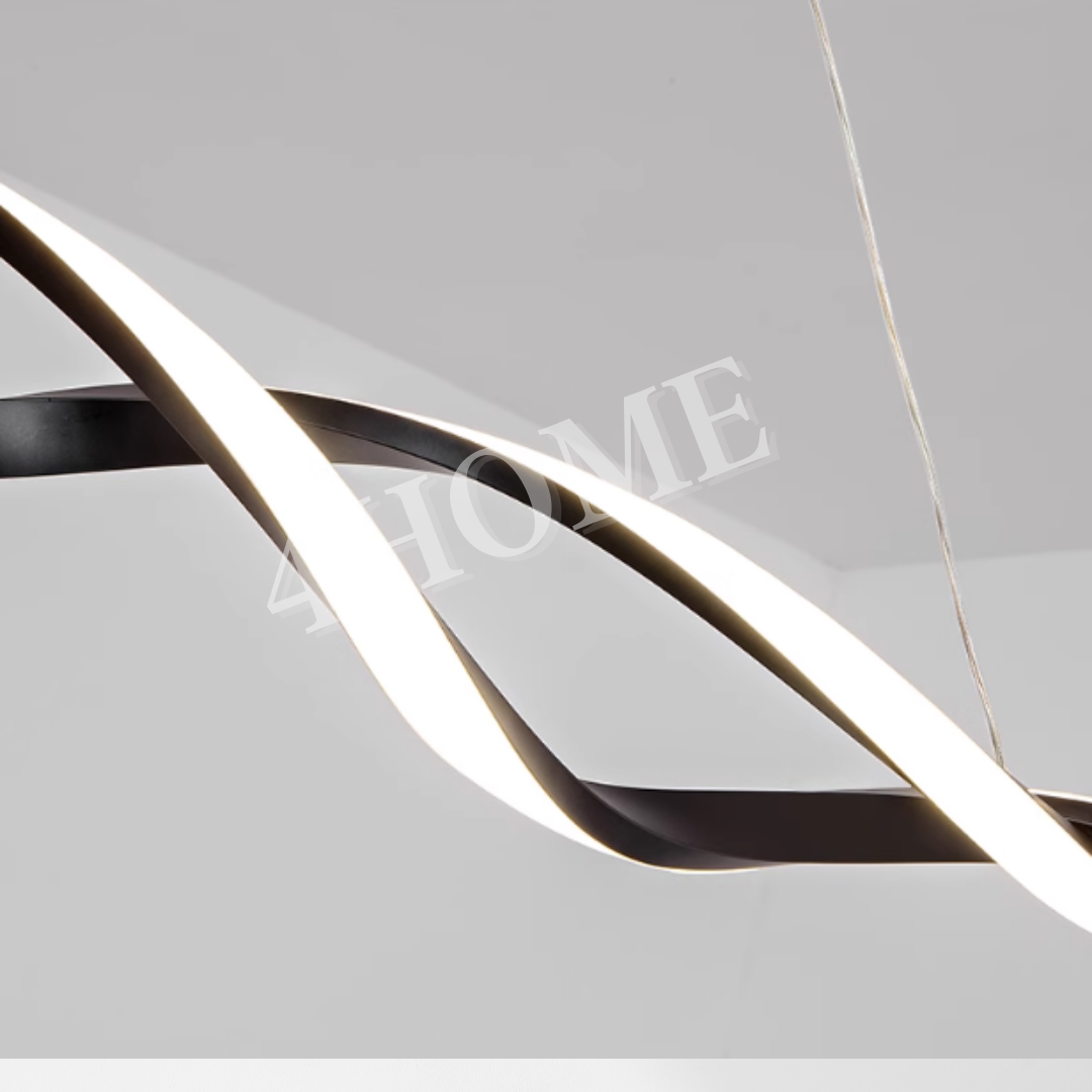 Premium Modern Wavy Dual Twist long Black Linear Pendant Light for Dining Island