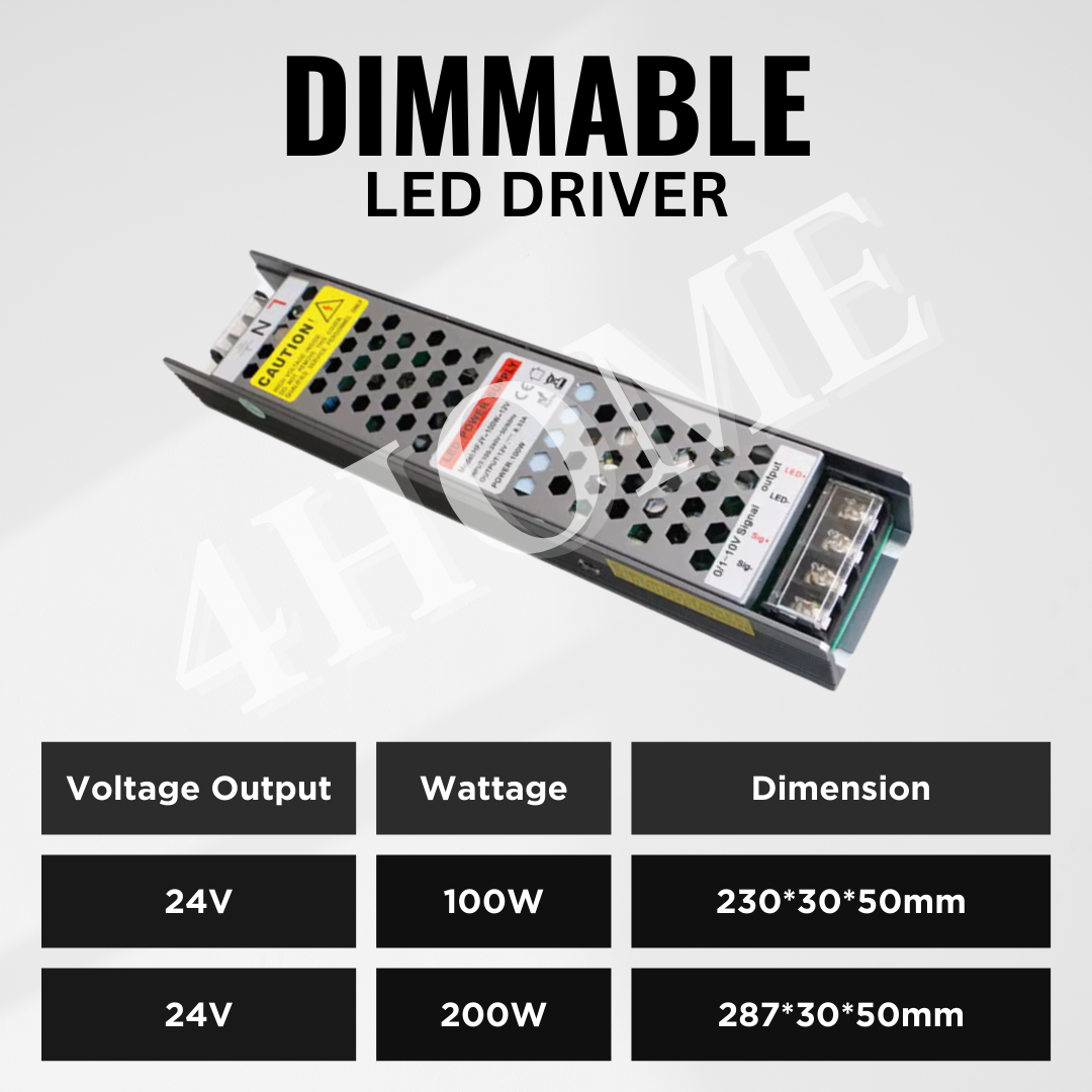 24V 100W 200W Dimmable LED driver strip light COB by dimmer switch 0-10V and TRIAC dimming