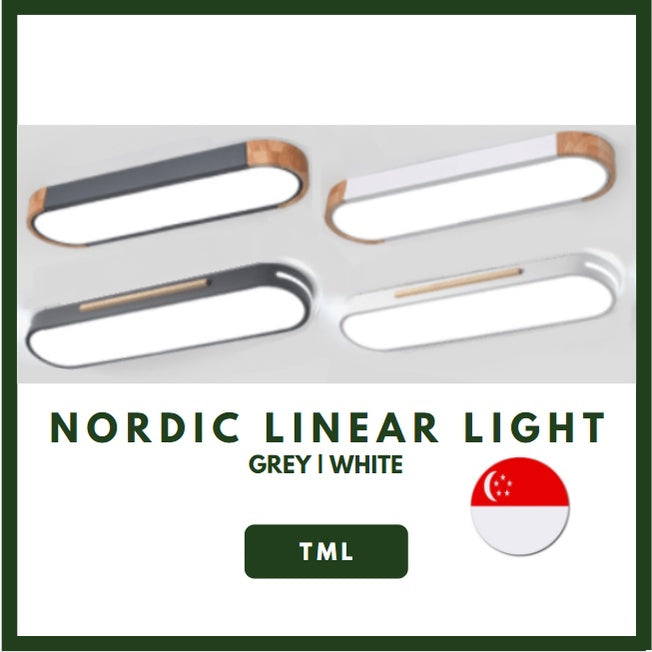 Nordic Wood Rectangular Linear Led Ceiling Light 24W Corridor Bedroom Balcony