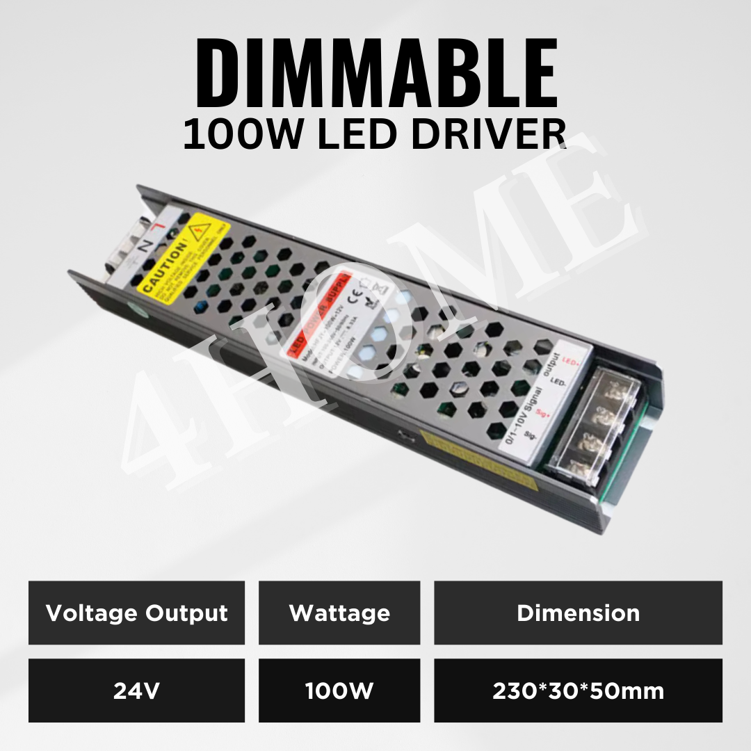 24V 100W 200W Dimmable LED driver strip light COB by dimmer switch 0-10V and TRIAC dimming