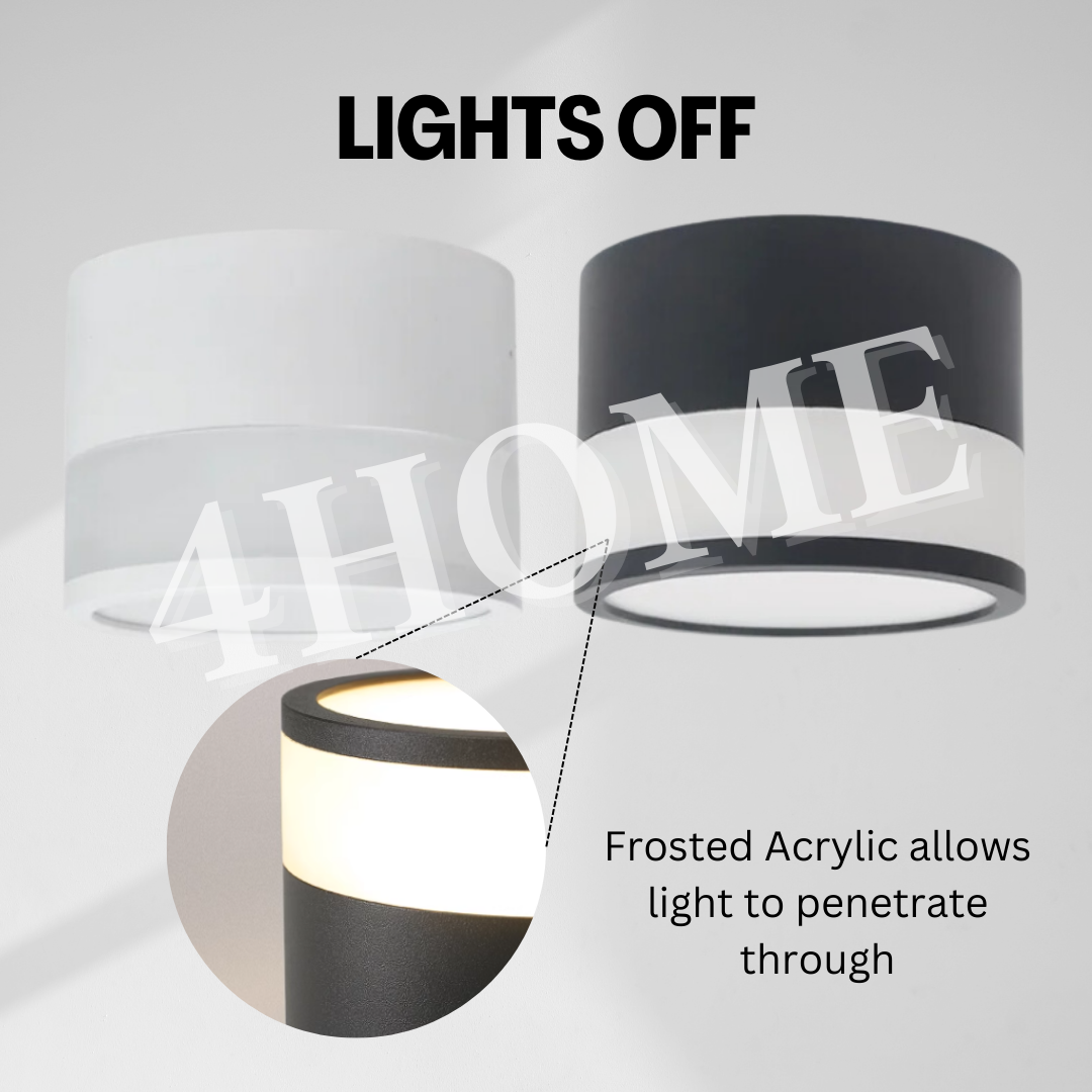 Premium Modern Black White LED Surface Cylindrical Spotlight with Side Luminance Safety Mark