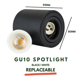 Premium LED GU10 Round Square Spotlight Cylindrical Black White Replaceable GU10 Rotatable TML