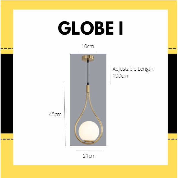 Premium Gold Minimalist Globe Pendant Light Bedside Dining Light