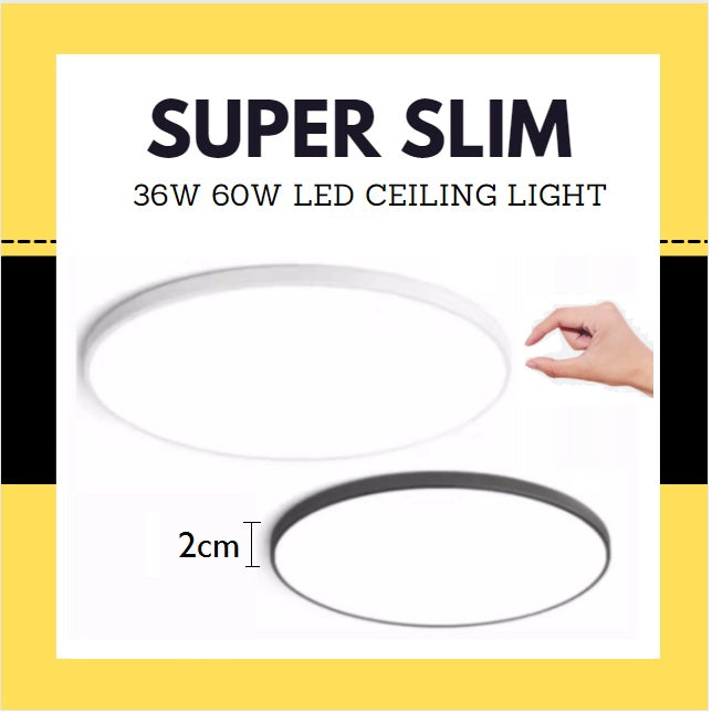 TML 36W 60W Ultra Slim Minimal LED Ceiling Light Daylight Black White Humidity Dust Insect Proof