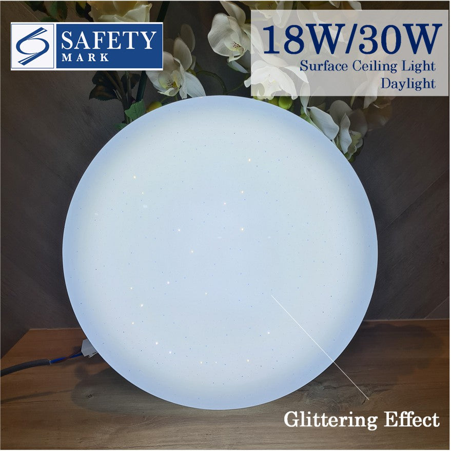 TML LED Ceiling Light Dimmable Glittering Effect SG Safety Mark 18W 36W Shimmering Surface Panel Dimmable Daylight