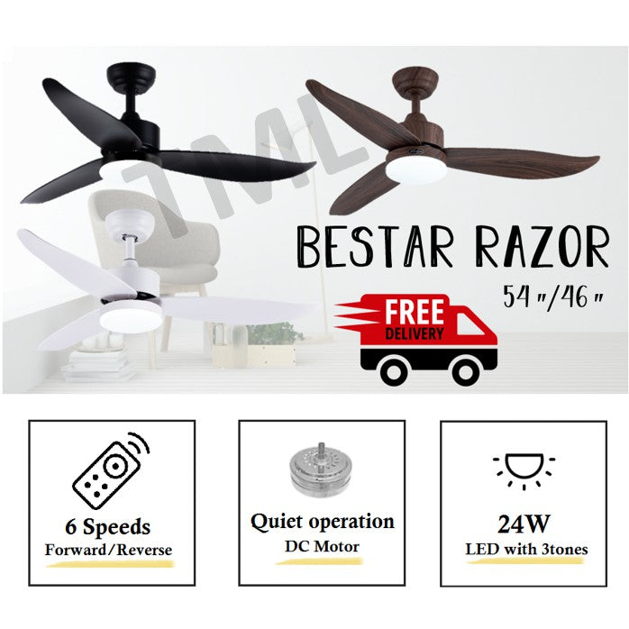 Bestar Razor Ceiling Fan with 24W LED Light 46 / 54inch 46" 54"