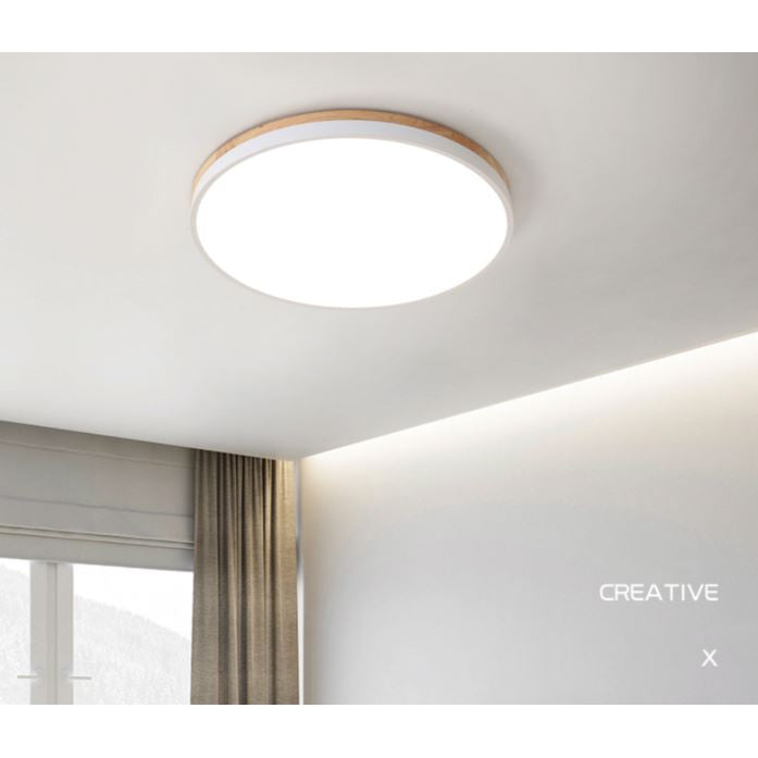 TML 24W 36W Nordic Ceiling Light LED Black White with Wooden Frame