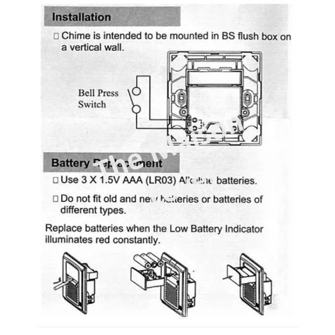 MK Door Bell Chime Battery Operated S4338 WHI