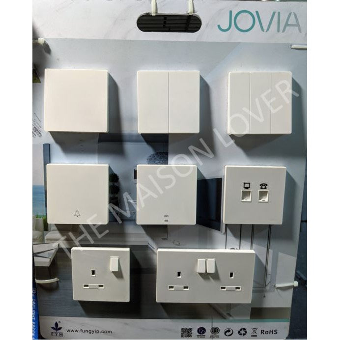 FYM Jovia Matt Black Grey White Frameless Switch Socket 1G 2G 3G 4G 1Way 2Way Single Double Door Bell 20A Heater TML