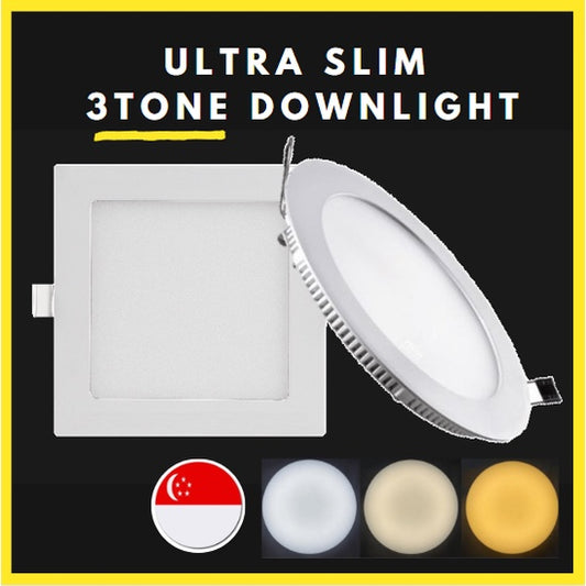 Ultra Slim Downlight LED  9W 12W  Round Square 3Tone Tri tone Tricolor Tri color Recessed Ceiling Light TML