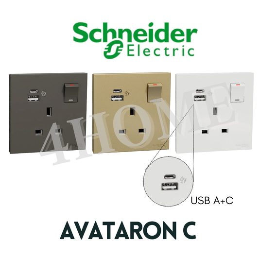 Schneider Electric AvatarOn C USB Socket Type A+C White Dark Grey Wine Gold