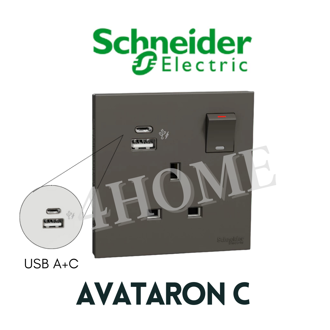 Schneider Electric AvatarOn C USB Socket Type A+C White Dark Grey Wine Gold