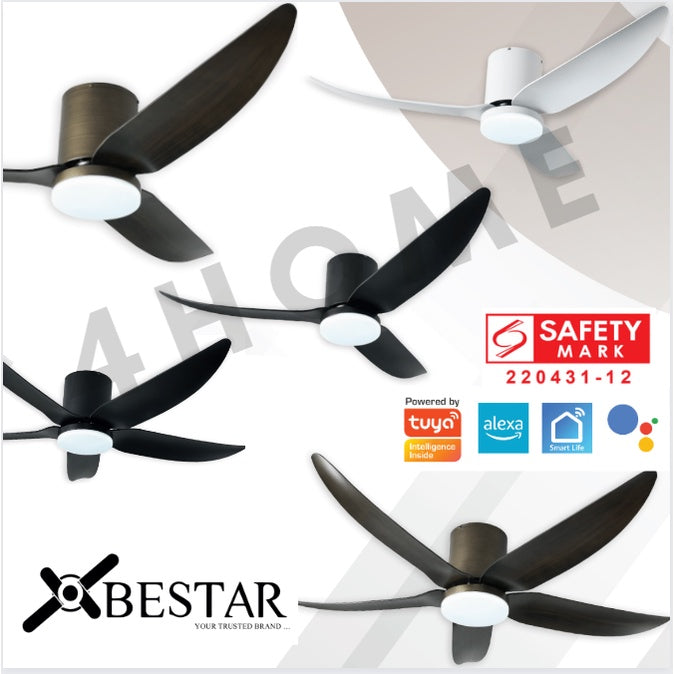 BESTAR Designer Hugger Smart Wifi Controlled Ceiling Fan VITO 3 VITO 5 DC Motor 40" 42" 50" 52" 3blades 5blades