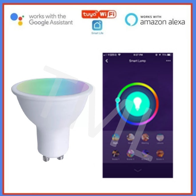 [SG Stock] TML GU10 WIFI Smart LED Bulb RGB + W Dimmable 5W Works with Google Home Amazon Alexa