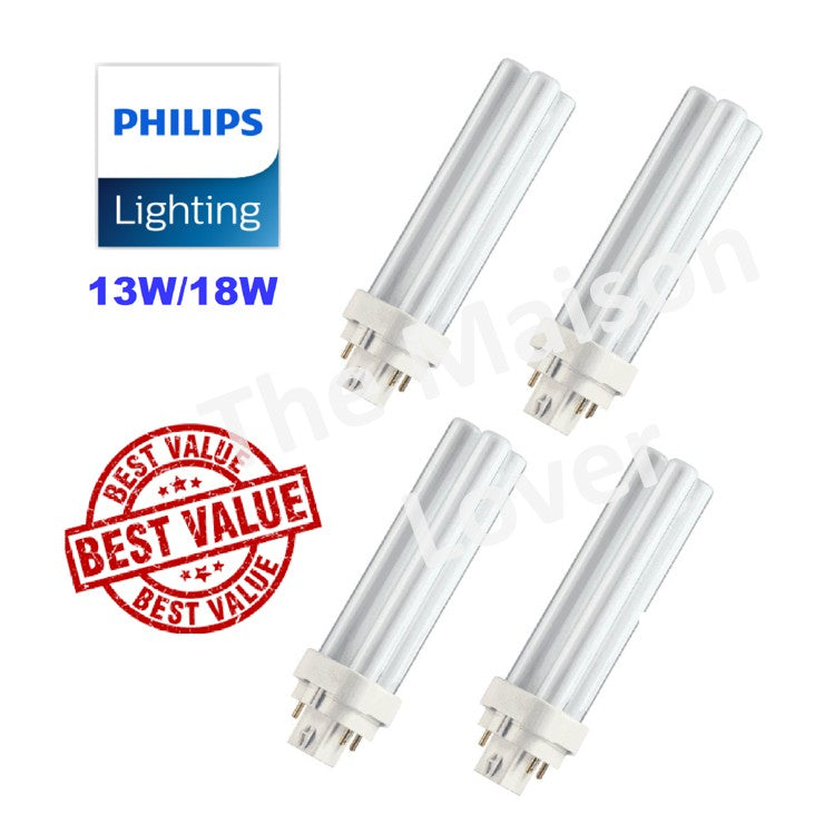 [Bundle of 4 / Bundle of 2] Philips Master PL-C / PLC 4 Pin 4P 13W 18W Light Tube 840 865