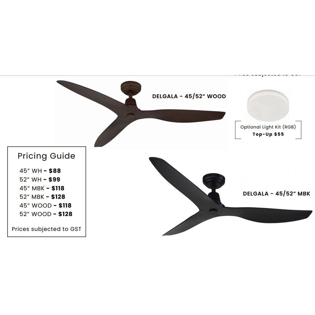 Fanco DELGALA DC Ceiling Fan 45" 52" (Safety Mark)