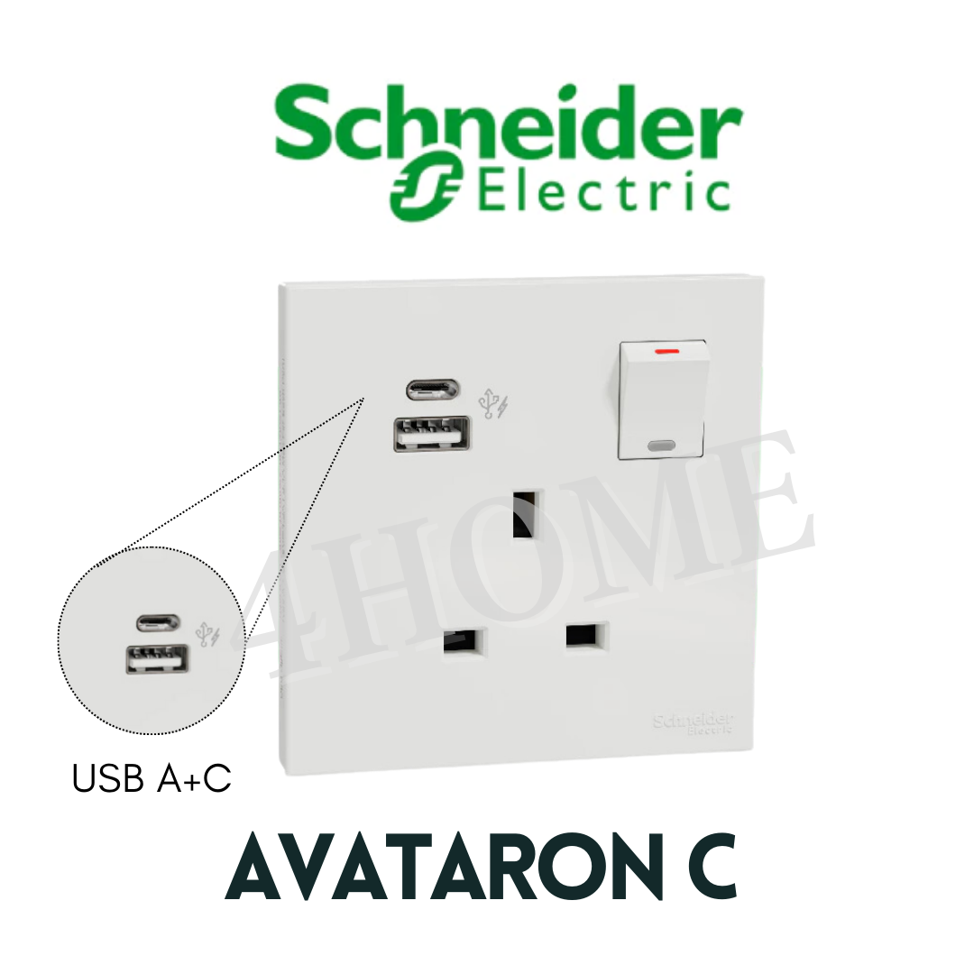 Schneider Electric AvatarOn C USB Socket Type A+C White Dark Grey Wine Gold