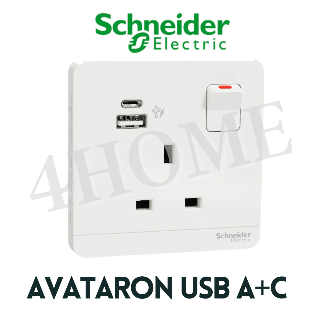 Schneider Electric AvatarOn USB Socket Type A+C White Dark Grey Wine Gold Dark Wood Hairline Gold