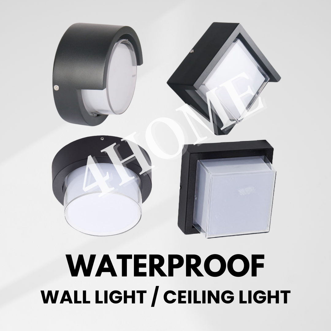 Waterproof Ceiling Light Wall Light Black Frame 15W IP65 Outdoor Balcony Bathroom