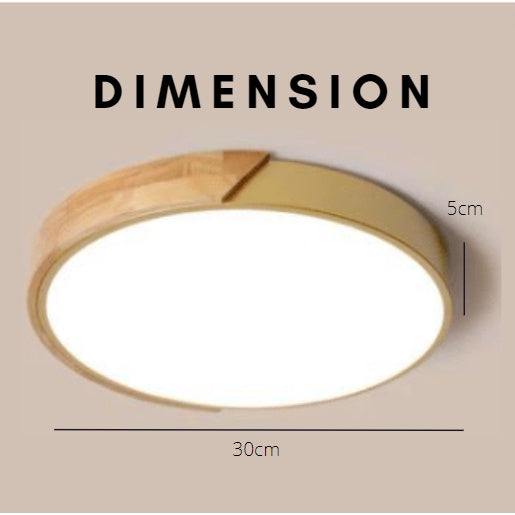 TML 24W 36W Premium Nordic LED Ceiling Light Gold Wood Design- Daylight Warm White Tri-tone Macaron