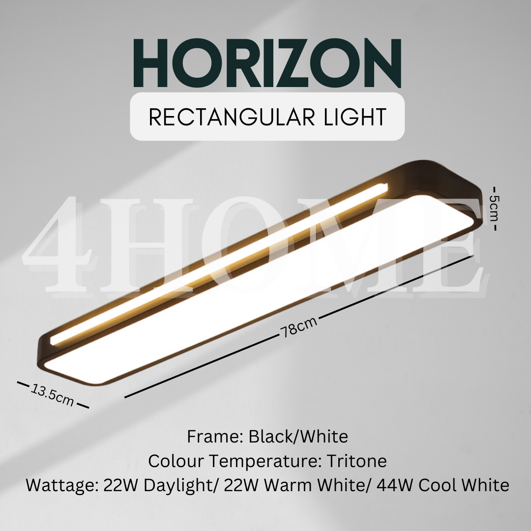 Nordic Horizon Black White Rectangular Linear Pod Led Ceiling Light 78cm Corridor Bedroom Service Yard