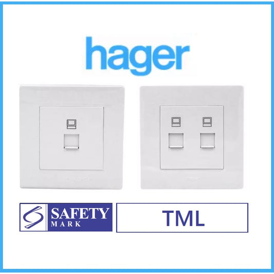 Hager RJ45 Cat 6 Single Double Data Outlet White WXET1RJ6 WXET2RJ6 CAT6