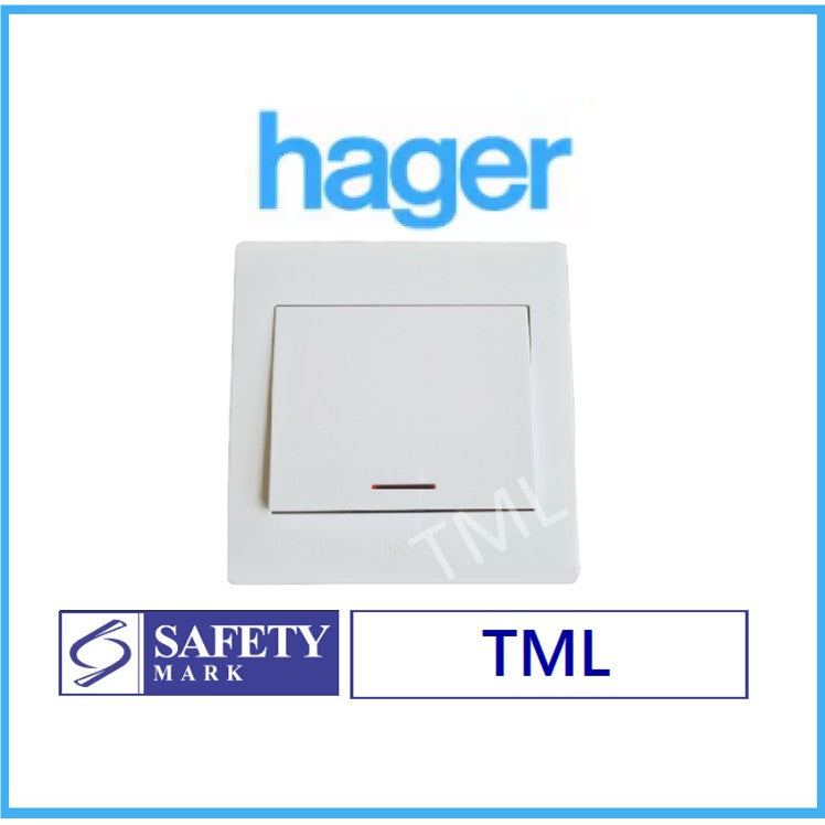 Hager Water Heater Double Pole DP Single Switch 20A with Neon 1Gang 1Way 2Way 1G1W 1G2W