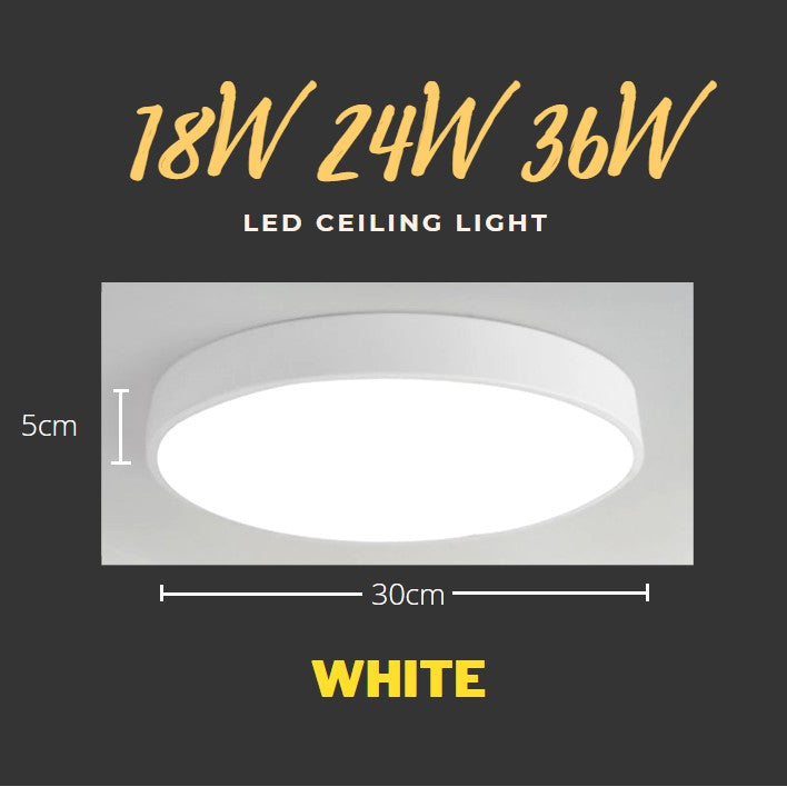 TML 18W 24W 36W Black White Green LED Nordic Minimal Ceiling Light - Daylight Warm White Tri-tone Macaron