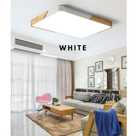 48W 72W Nordic Black White with Wood Rectangular LED Ceiling Light for Kitchen Living Room TML