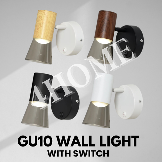 Premium GU10 Wall Light with ON OFF Switch Dark Wood Light Wood Black White