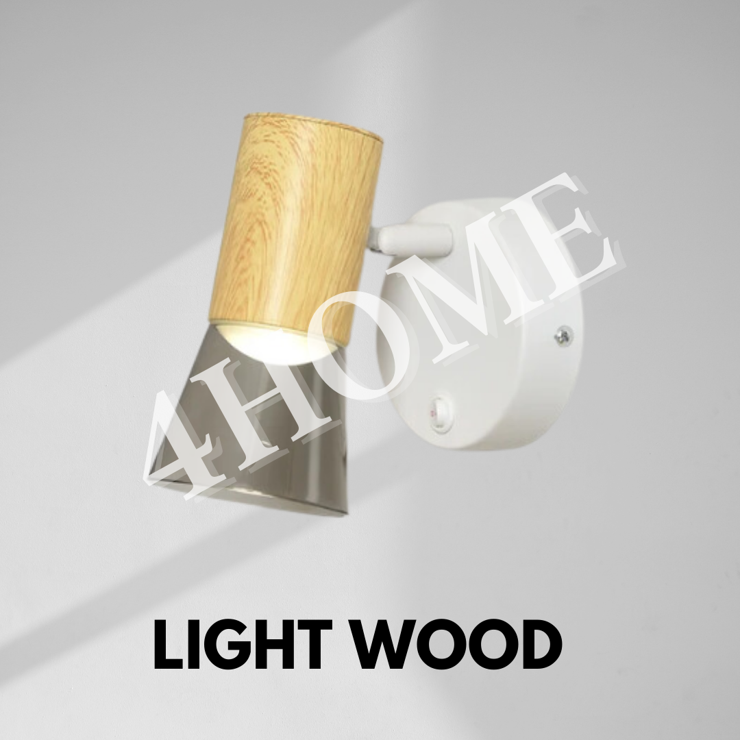 Premium GU10 Wall Light with ON OFF Switch Dark Wood Light Wood Black White