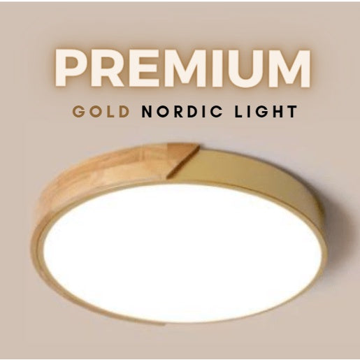 TML 24W 36W Premium Nordic LED Ceiling Light Gold Wood Design- Daylight Warm White Tri-tone Macaron