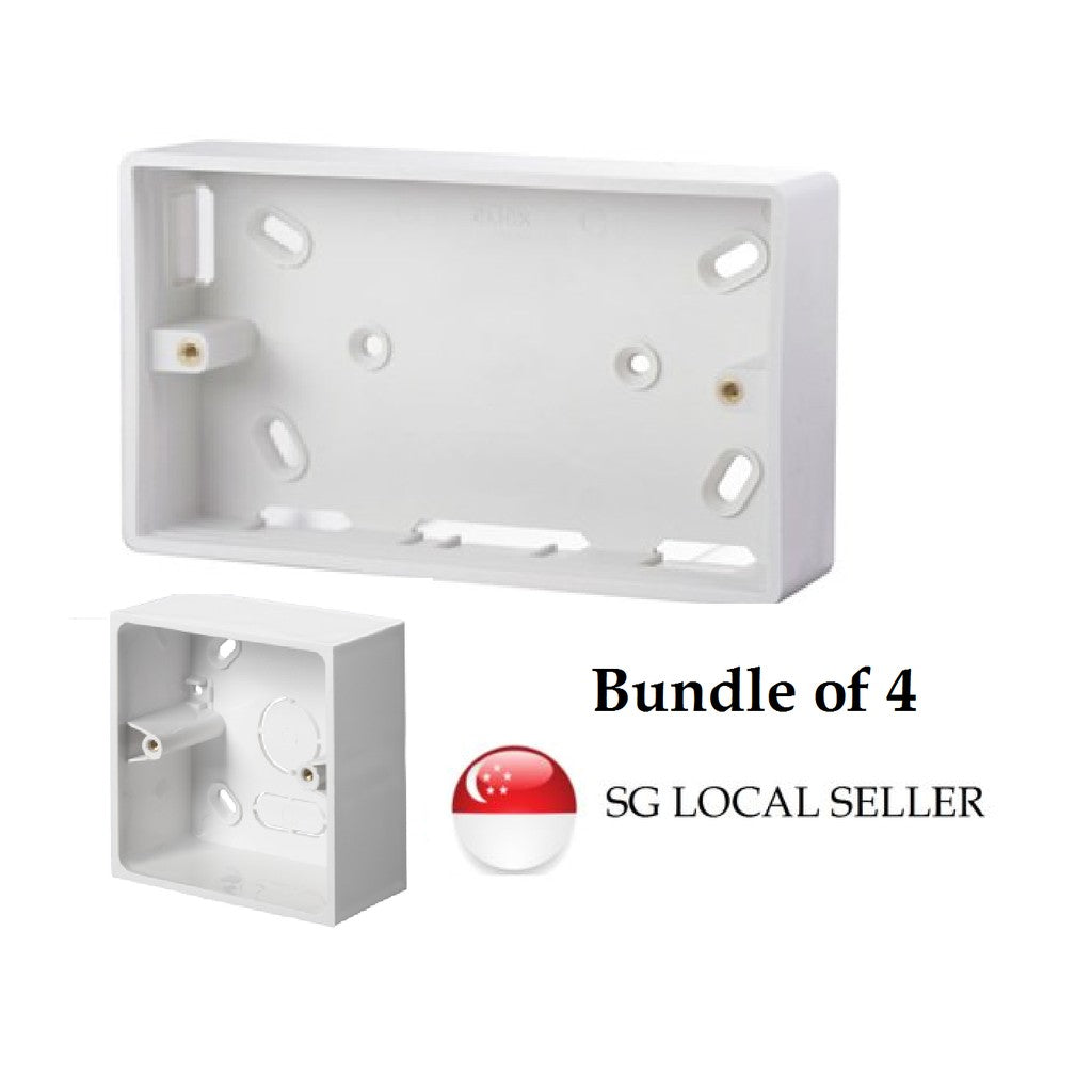 [Bundle of 4] 1Gang 2Gang Switch Socket Surface Mounting Box Partition Box KO Box Standard Size White