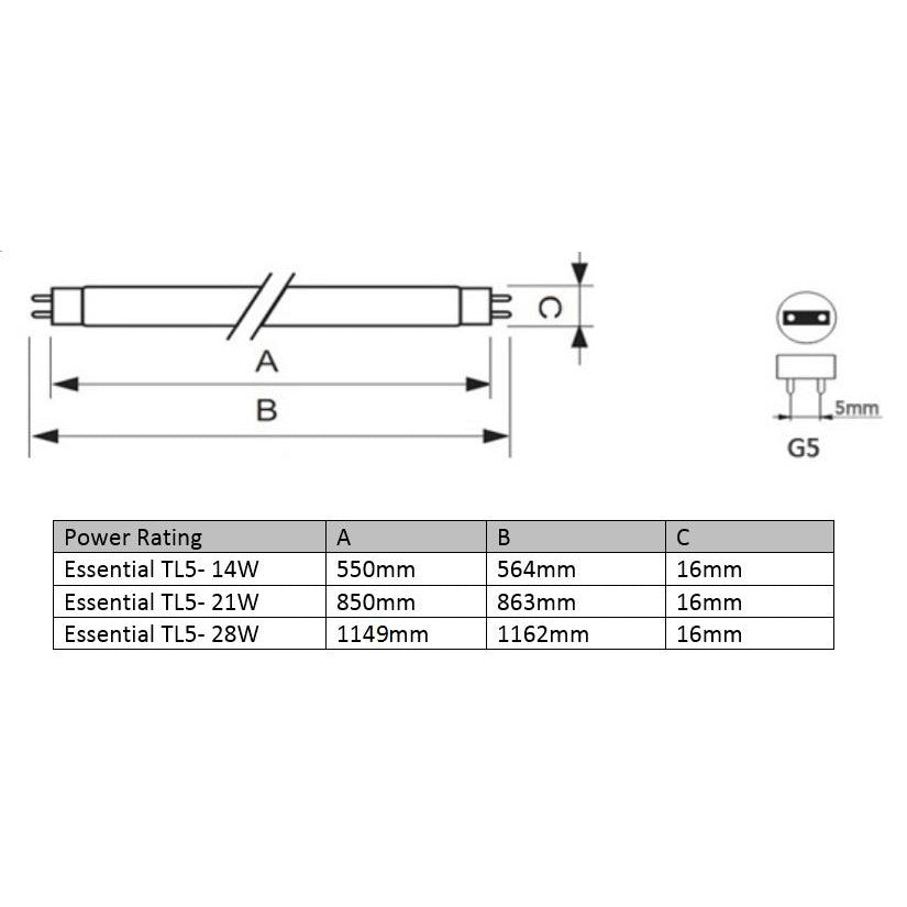 Philips TL5 Essential Super80 Fluorescent Light Tube T5 14W 21W 28W TML