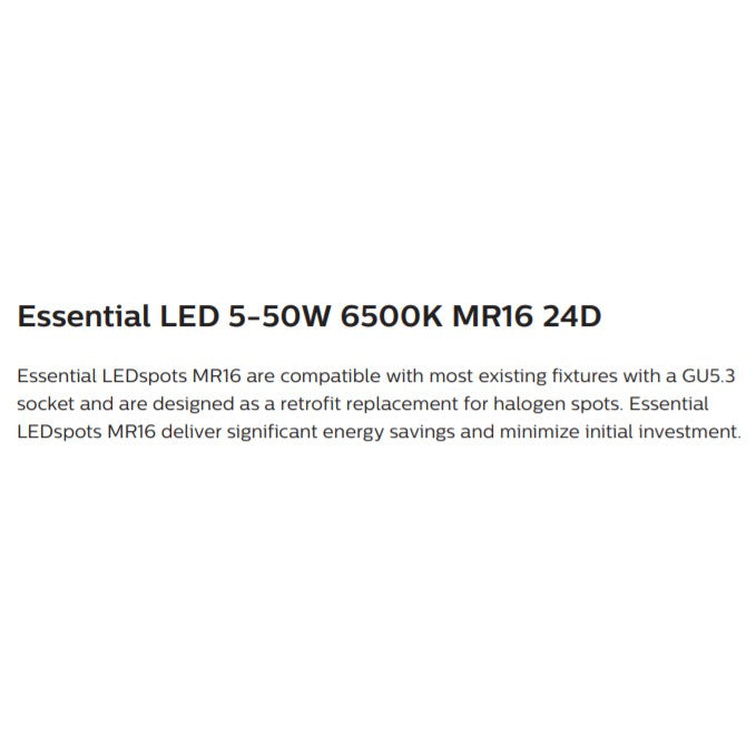 [Single/Bundle Set] Philips Essential LEDSpot LV 5W (50W) GU5.3 MR16 SpotLight