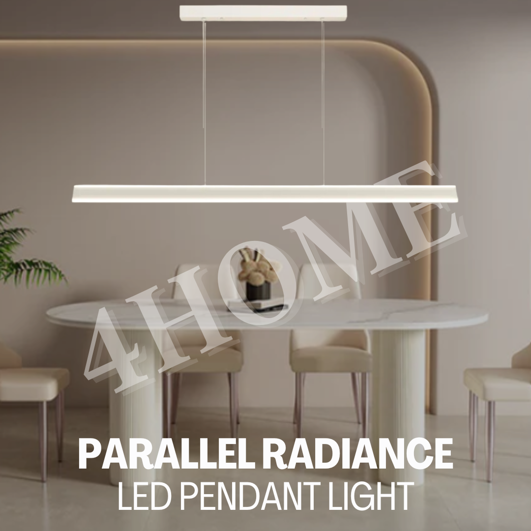 Premium Minimalist White linear Parallel Radiance Pendant Light Dining Island Study Tritone 120cm