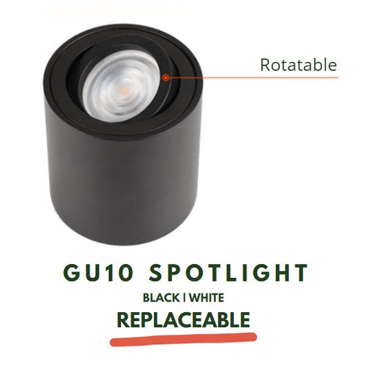 Premium LED GU10 Adjustable Spotlight Cylindrical Black White Replaceable GU10 Rotatable TML