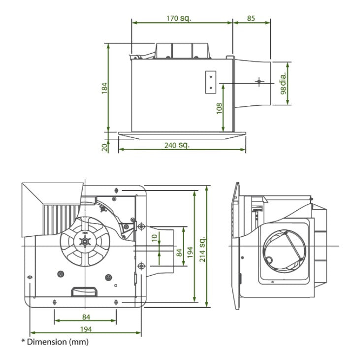 KDK 17CUG 17CUH 24CUG 24CUH Exhaust Fan Ceiling Mount Ventilating Ventilation Fan