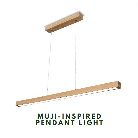 Rectangular linear Wood Japanese Design Pendant Light Dining TML