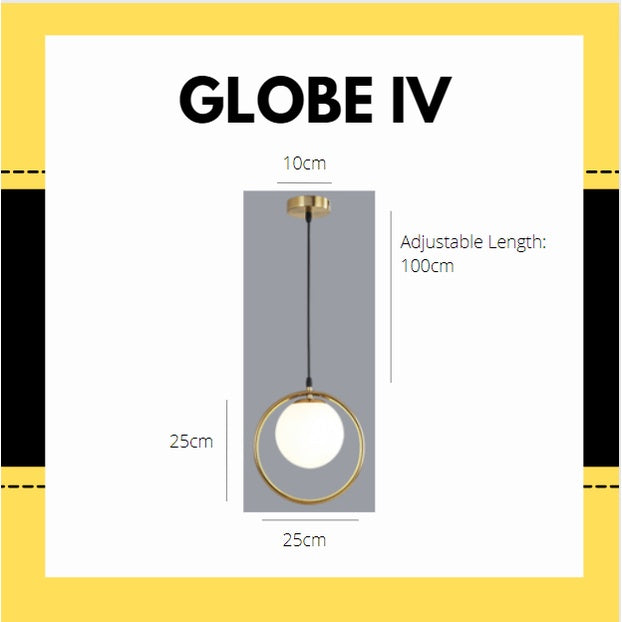 Premium Gold Minimalist Globe Pendant Light Bedside Dining Light