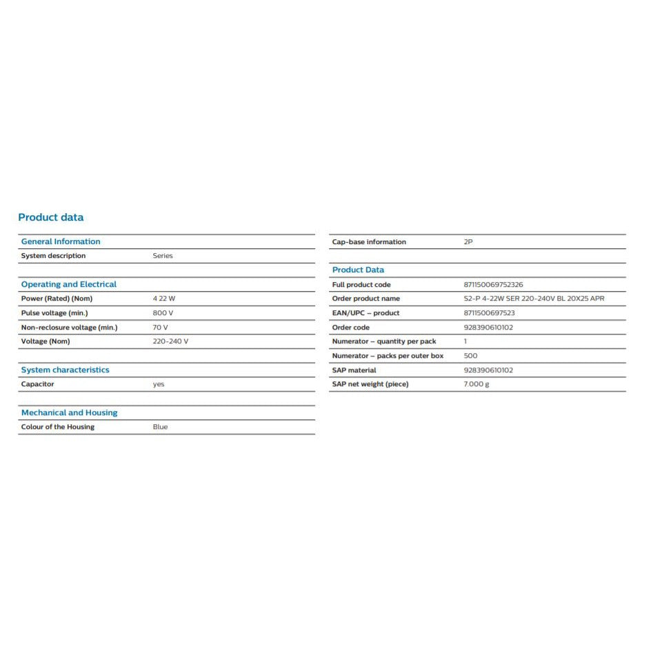 [Bundle of 5] Philips Fluorescent Tube Starter S10 S2-P