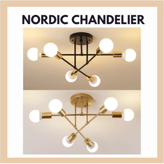 Nordic Gold Bulb Chandelier Pendant Light Tri-tone