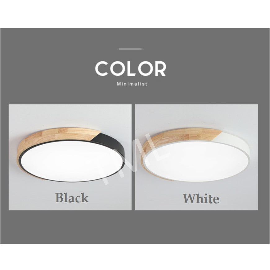 TML 18W 24W 36W Nordic LED Ceiling Light Black White Wood Frame