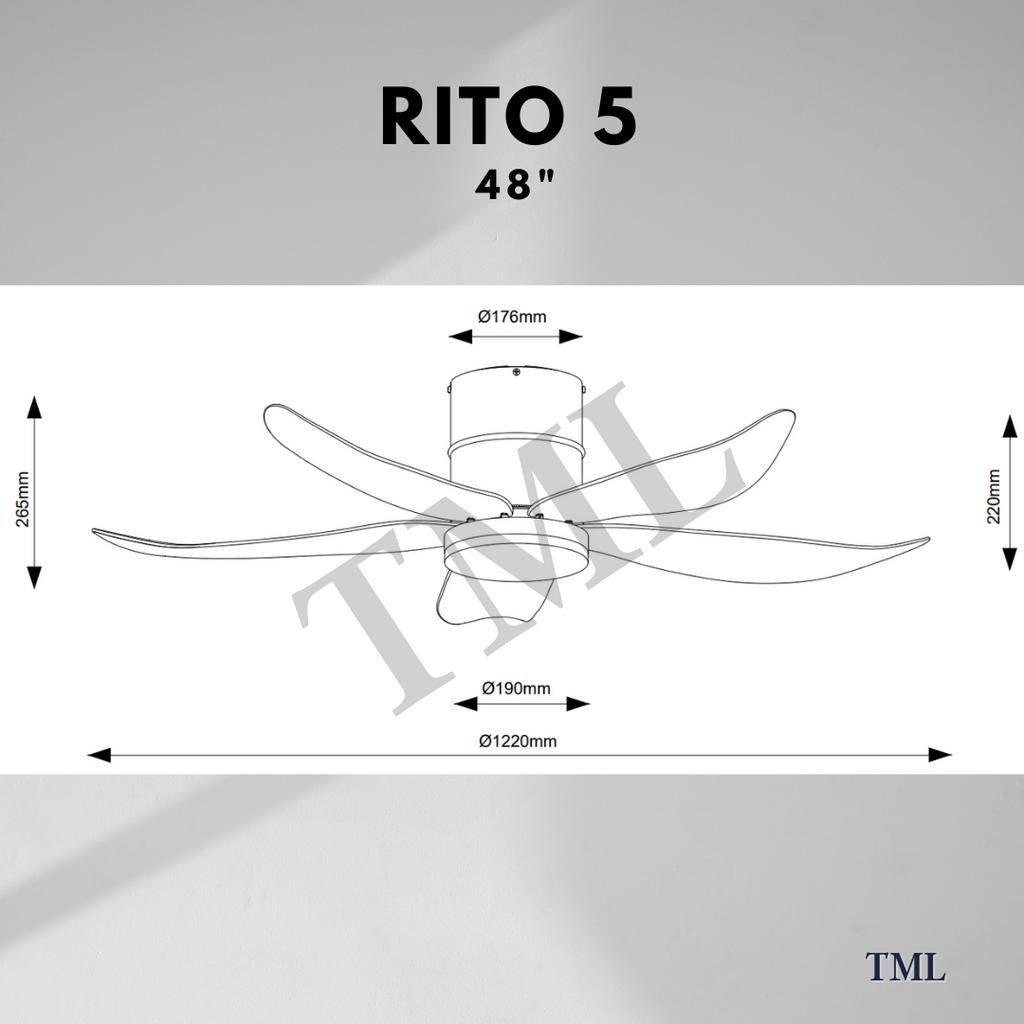 Fanco Smart RITO 3 RITO 5 Black White Pine Wood Ceiling Fan 3 Blades 5 Blades TML